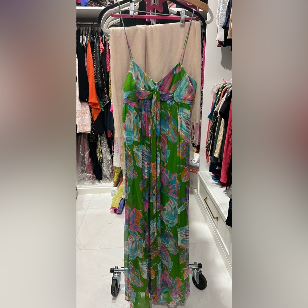 Miguelina dress NWT! Green and pink. Size medium